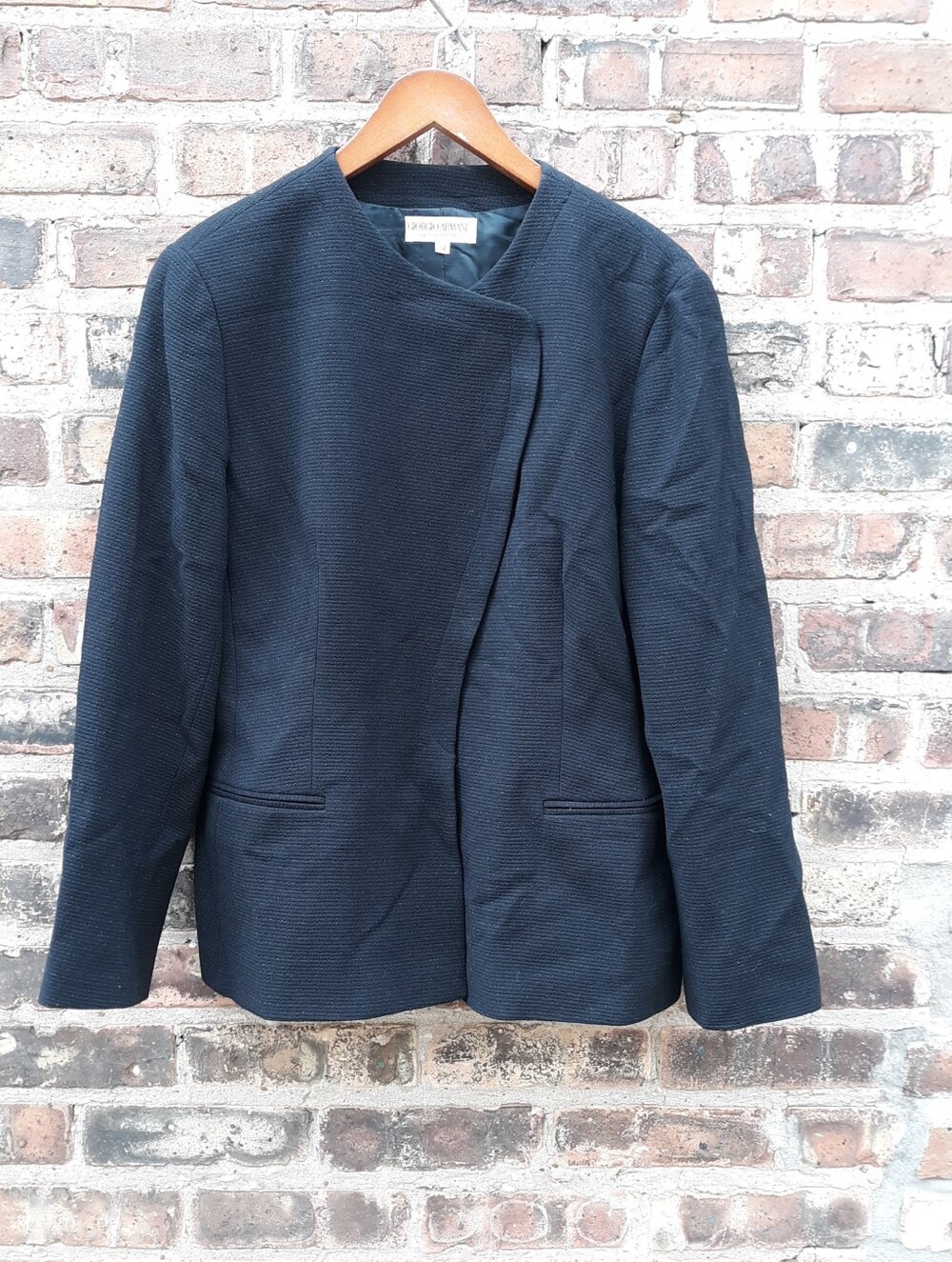 Giorgio Armani Collezioni Black Sparkle Metallic Ribbed Knit Blazer Jacket 14